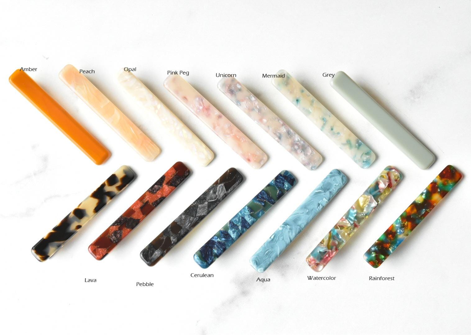 Long Rectangle Hair Clips 3 Pack Set | Acetate Gold Stainless Steel Alligator Hair Clip
