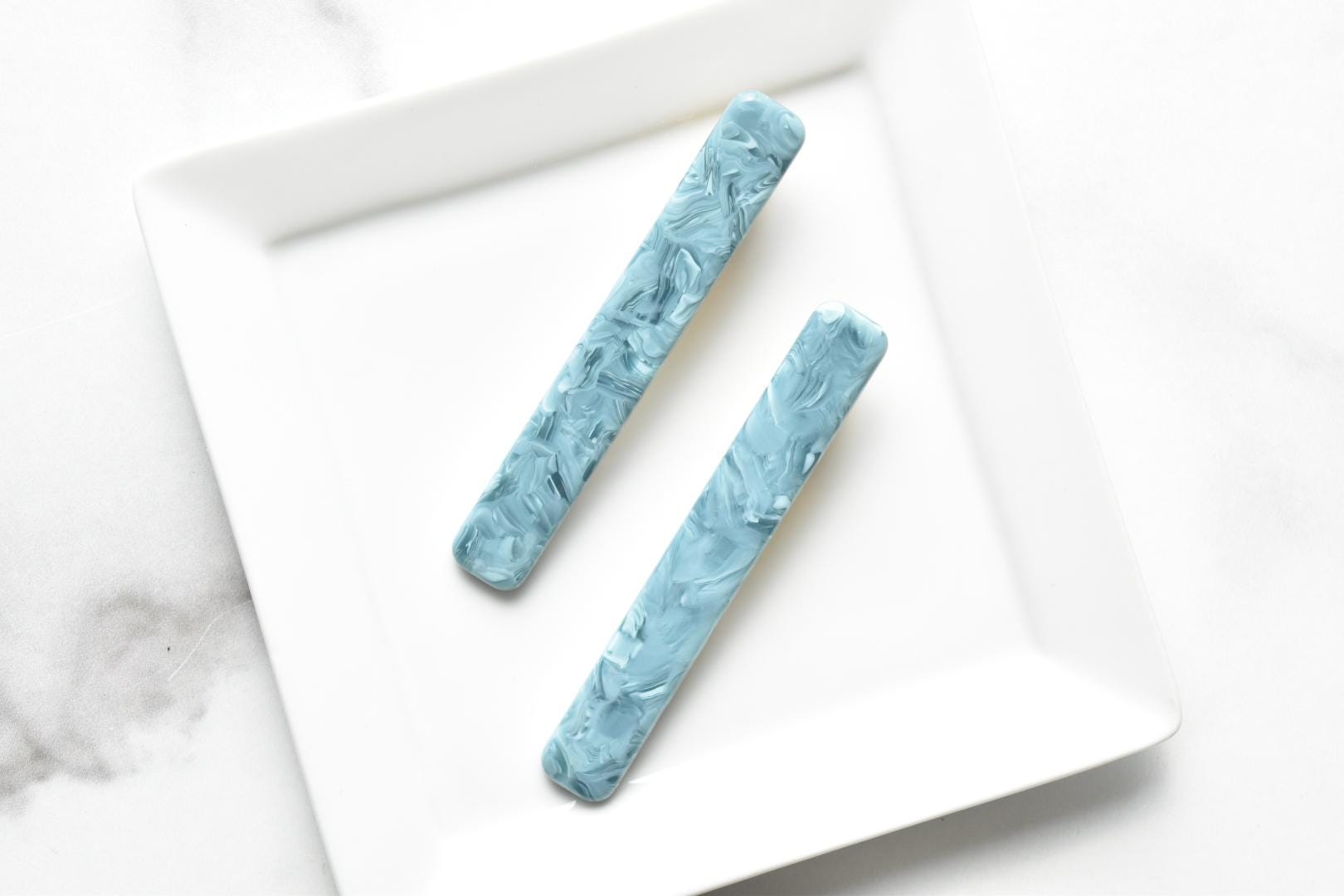 Long Rectangle Hair Clips 3 Pack Set | Acetate Gold Stainless Steel Alligator Hair Clip