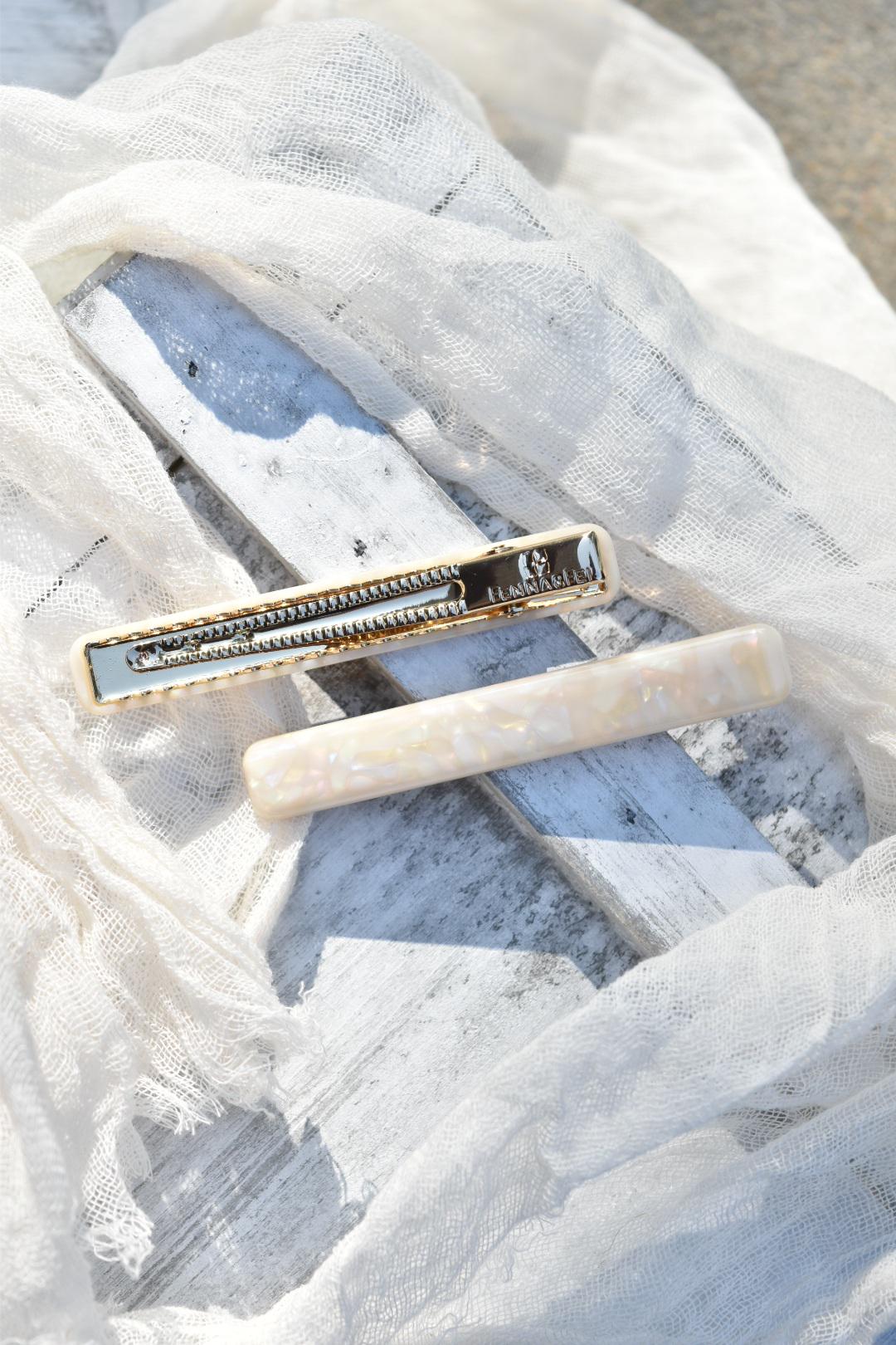 Long Rectangle Hair Clips 3 Pack Set | Acetate Gold Stainless Steel Alligator Hair Clip