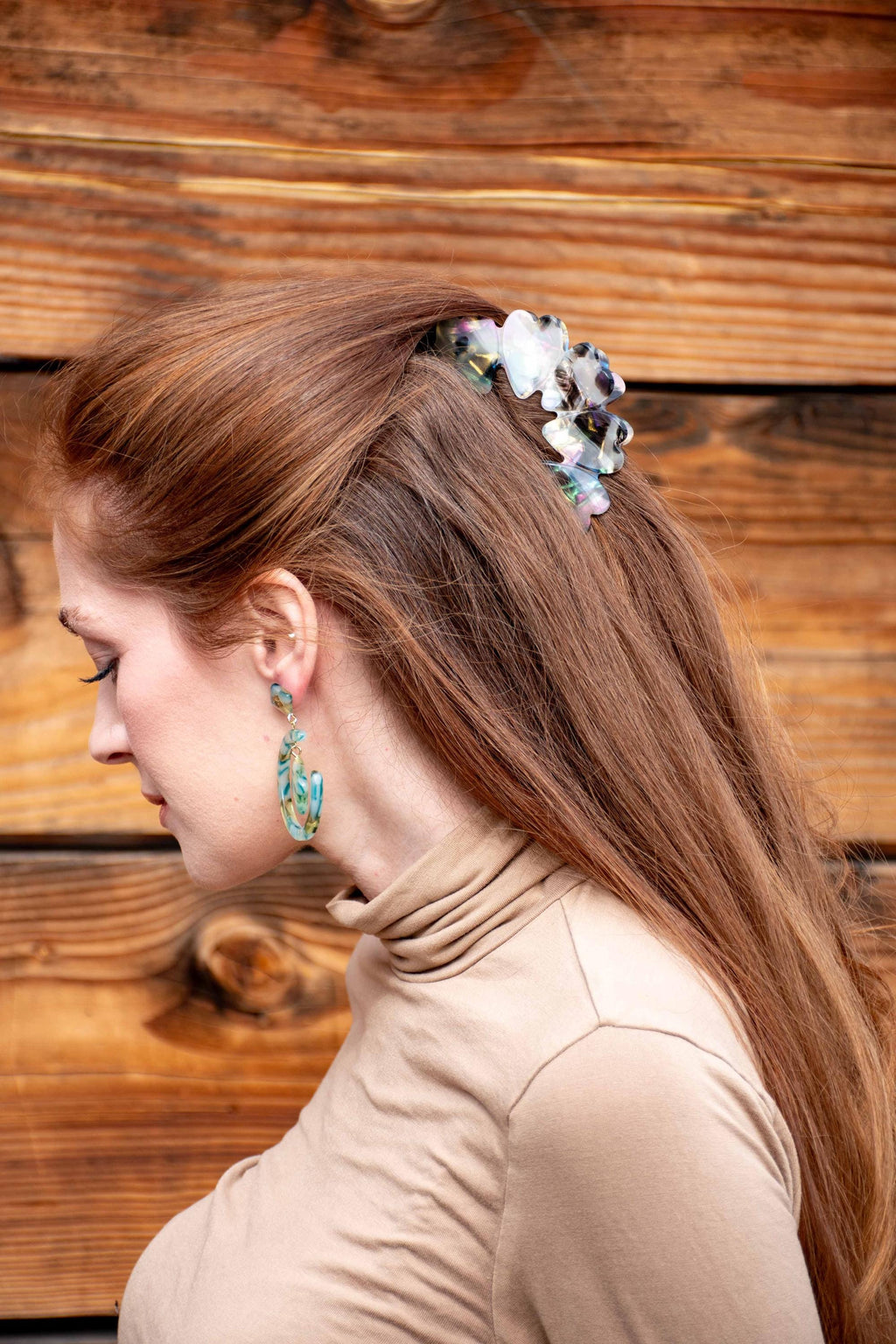 Heart Claw in Zinnia - All Acetate Hair Claw