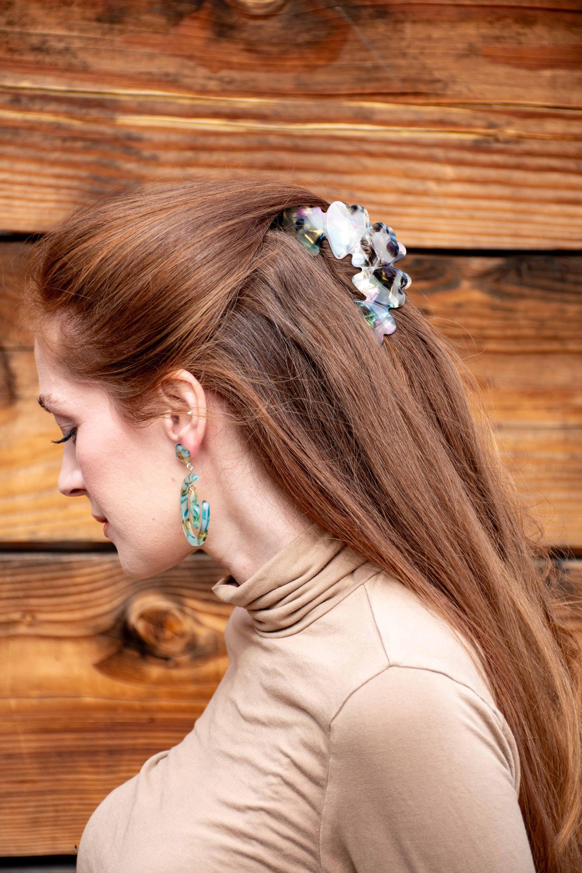 Heart Claw in Zinnia - All Acetate Hair Claw