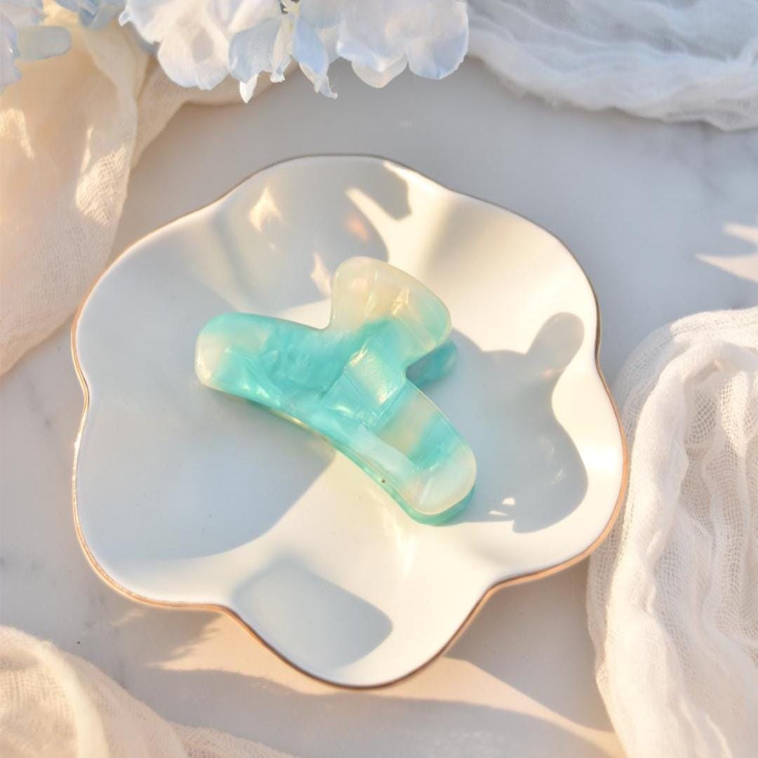 Mini French Claw in Bahama l Teal Hair Clip Acetate Stainless Steel