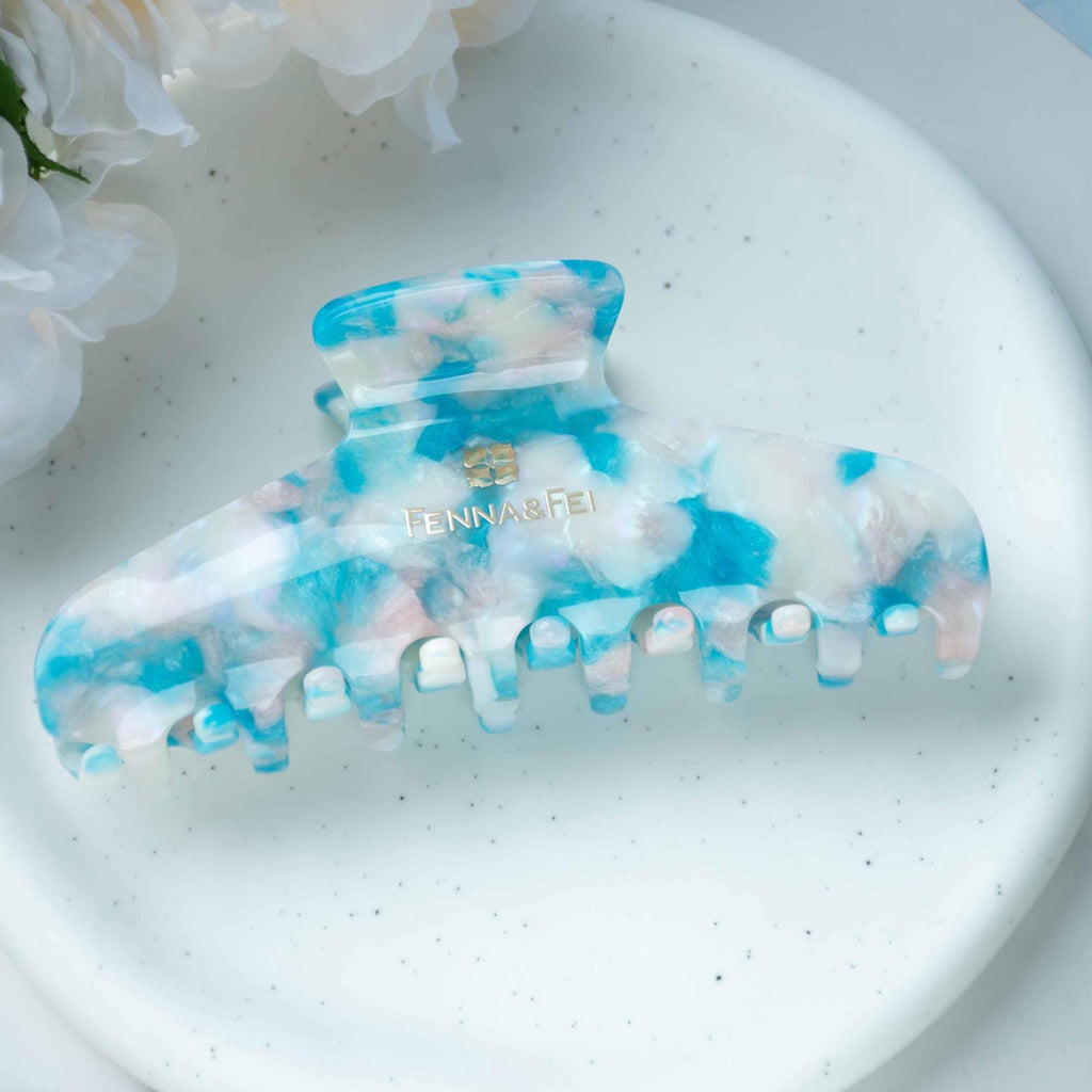 Blue Beryl Wave Claw Clip | Italian Acetate Tortoise Shell Hair Clip