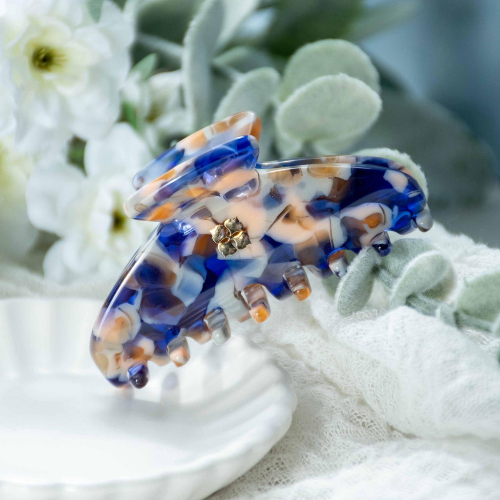 Sodalite Mini Hair Claw | Italian Acetate Tortoise Shell Clip