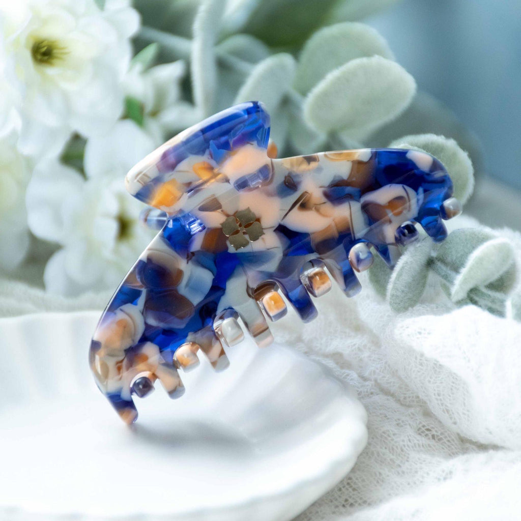 Sodalite Mini Hair Claw | Italian Acetate Tortoise Shell Clip