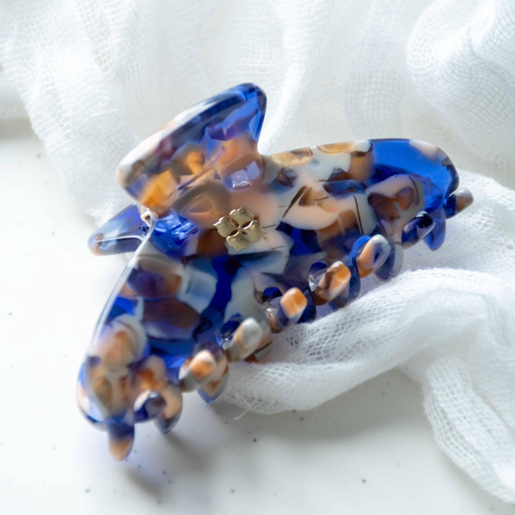 Sodalite Mini Hair Claw | Italian Acetate Tortoise Shell Clip