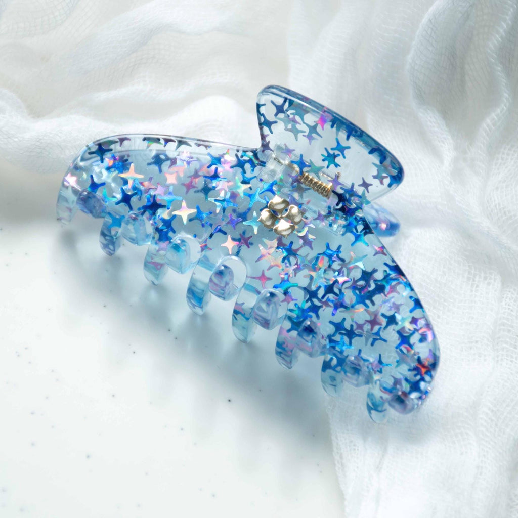 Blue Stardust Mini Claw Hair Clip | Italian Acetate Hair Accessory