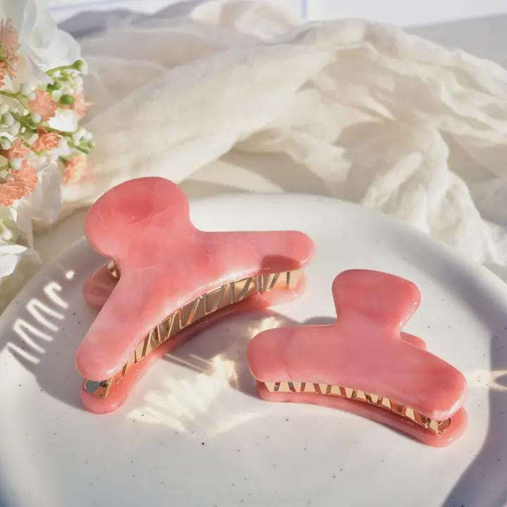 French Claw in Rose Quartz- Pink Hair Clip Claw