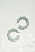 Flower Power Hoops in River Rock | Solid Grey Hoop | Italian Acetate Floral Hoop Earrings .925 Sterling Silver Posts