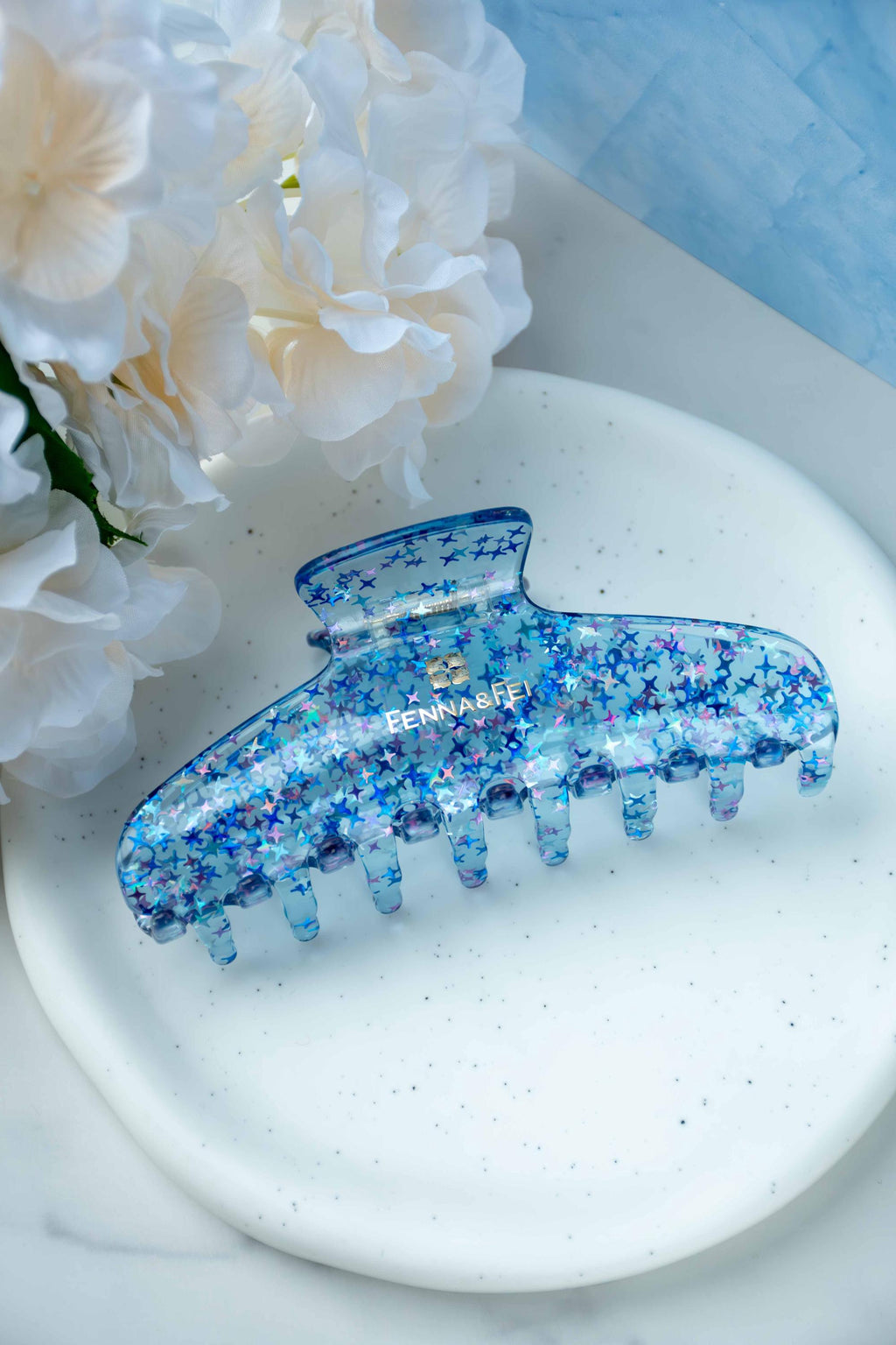 XL Blue Stardust Hair Claw Clip | Star Glitters, Acetate