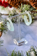 White Jade Illusion Hoop Earrings | 925 Sterling Silver Posts