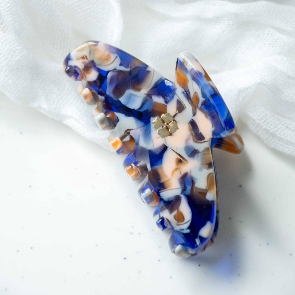 Sodalite Mini Hair Claw | Italian Acetate Tortoise Shell Clip