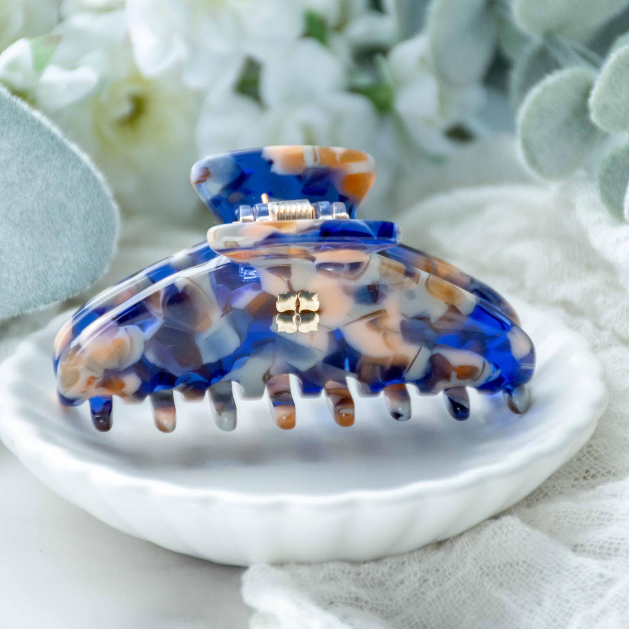 Sodalite Mini Hair Claw | Italian Acetate Tortoise Shell Clip