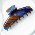 Italian Acetate Wave Claw Clip | Blue Jasper Tortoise Shell