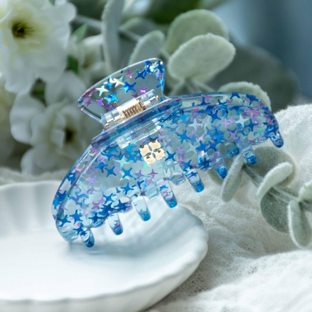 Blue Stardust Mini Claw Hair Clip | Italian Acetate Hair Accessory