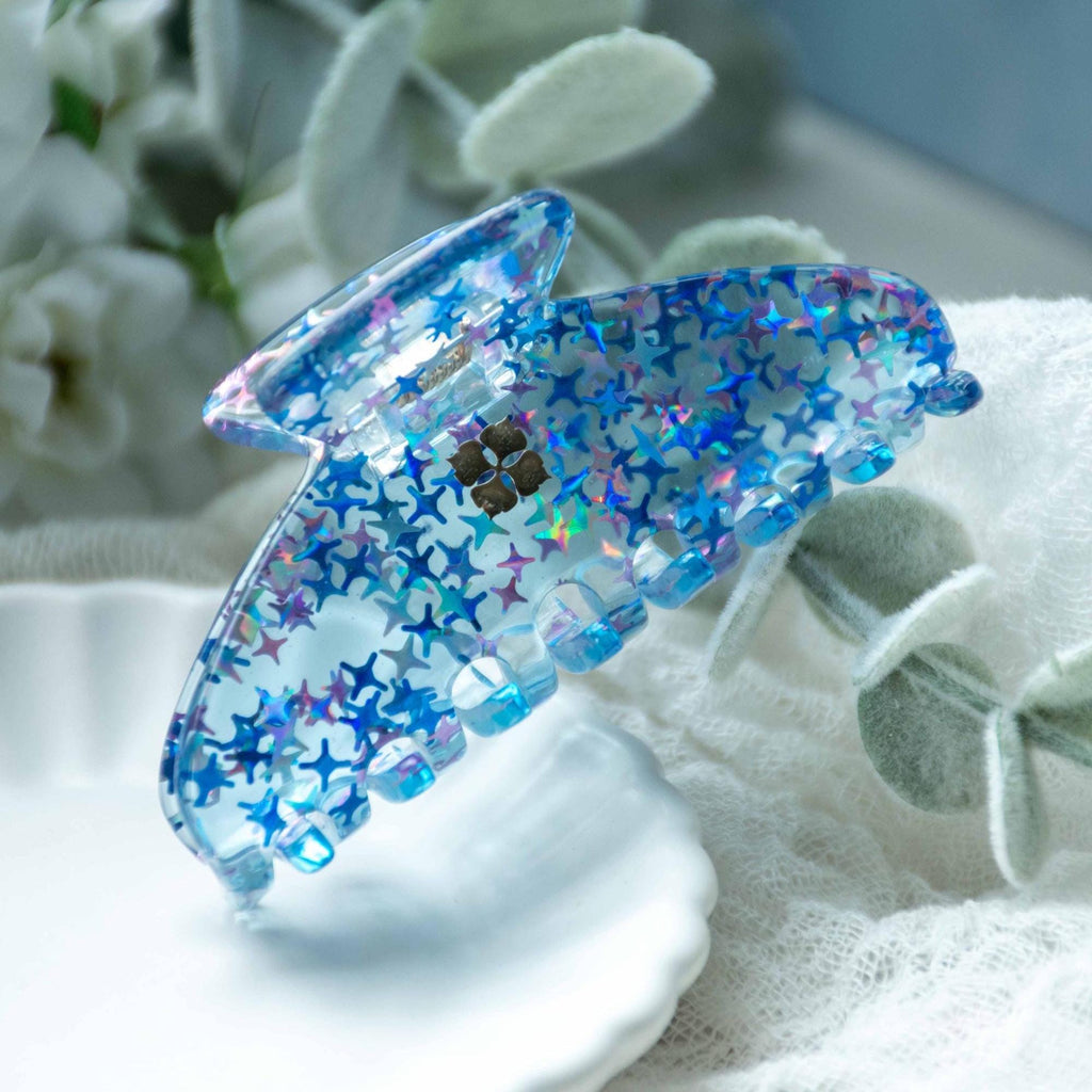 Blue Stardust Mini Claw Hair Clip | Italian Acetate Hair Accessory