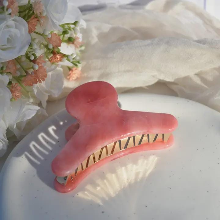 French Claw in Rose Quartz- Pink Hair Clip Claw