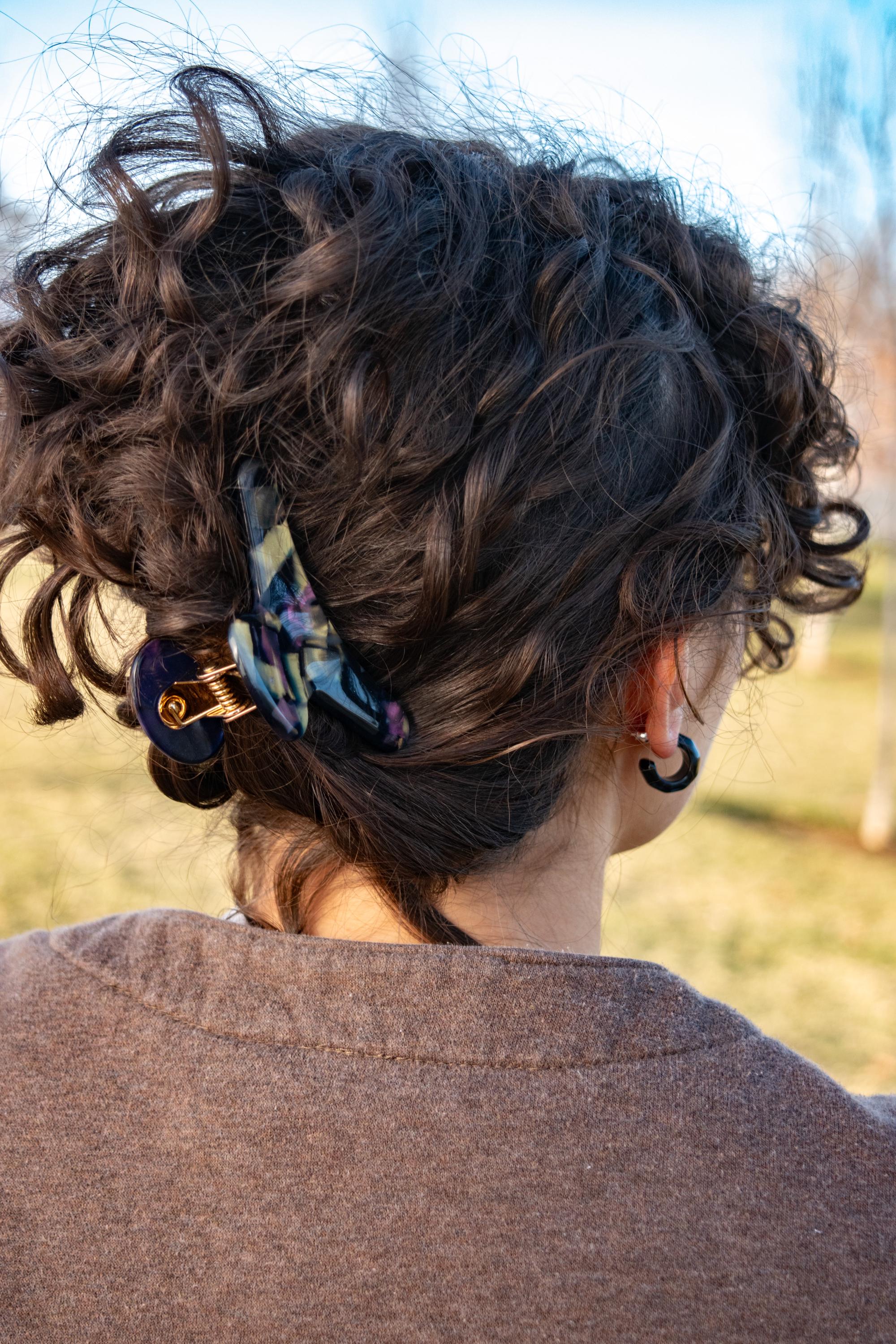 Black Pearl Kaleidoscope Hoops | Sterling Silver Huggie Earrings