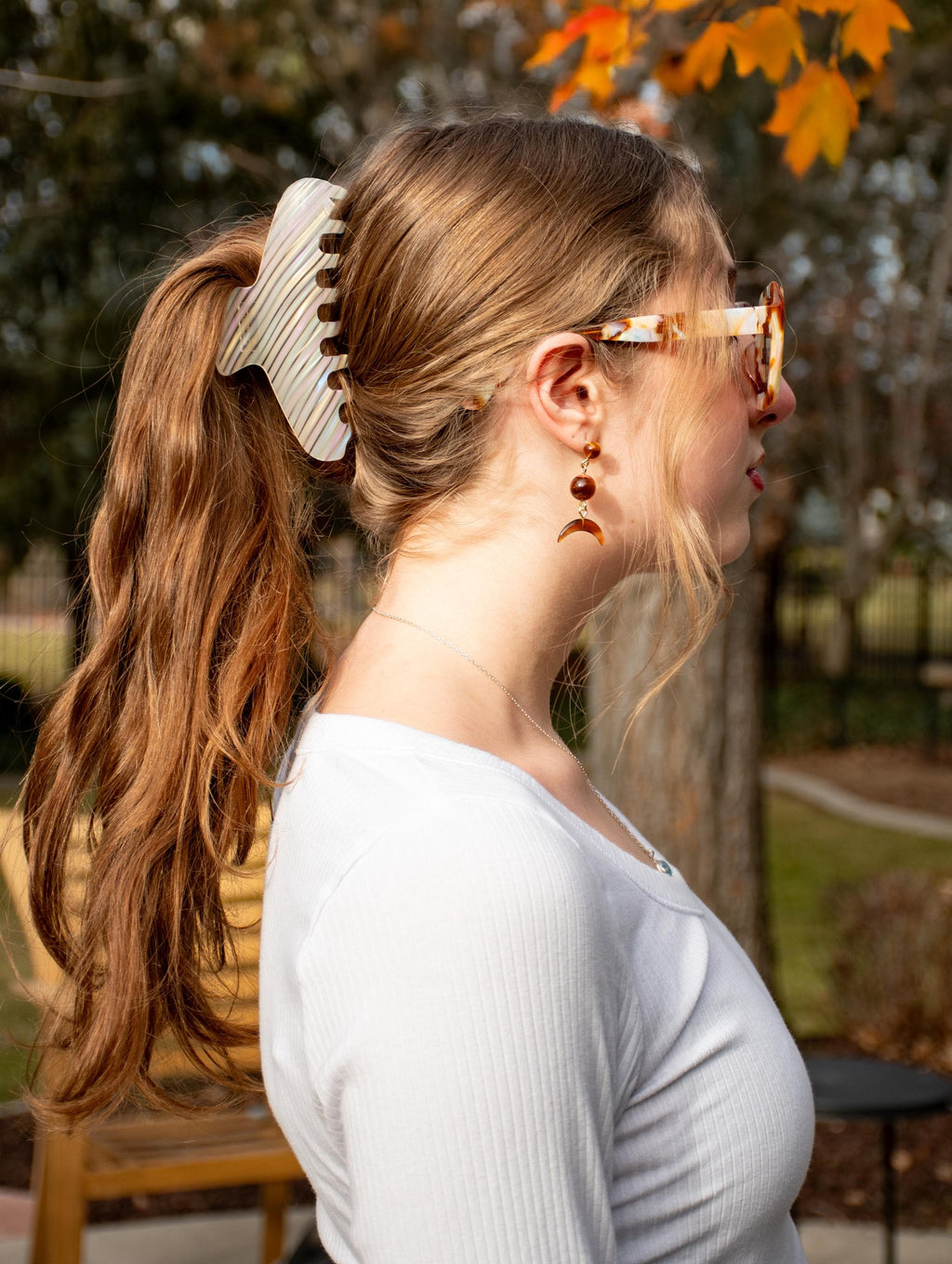 Glamour Grip Wave Claw in Tigers Eye | Bronze Brown Gold Shimmer | Italian Acetate Tortoise Large Hair Clip