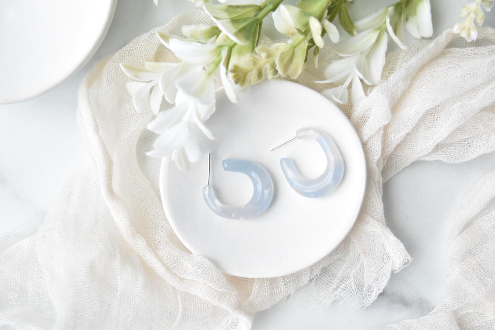 Three Pack - Juicy Hoop Collection | Chunky Thick Hoops | Acetate Resin Statement Earrings 925 Sterling Silver Posts