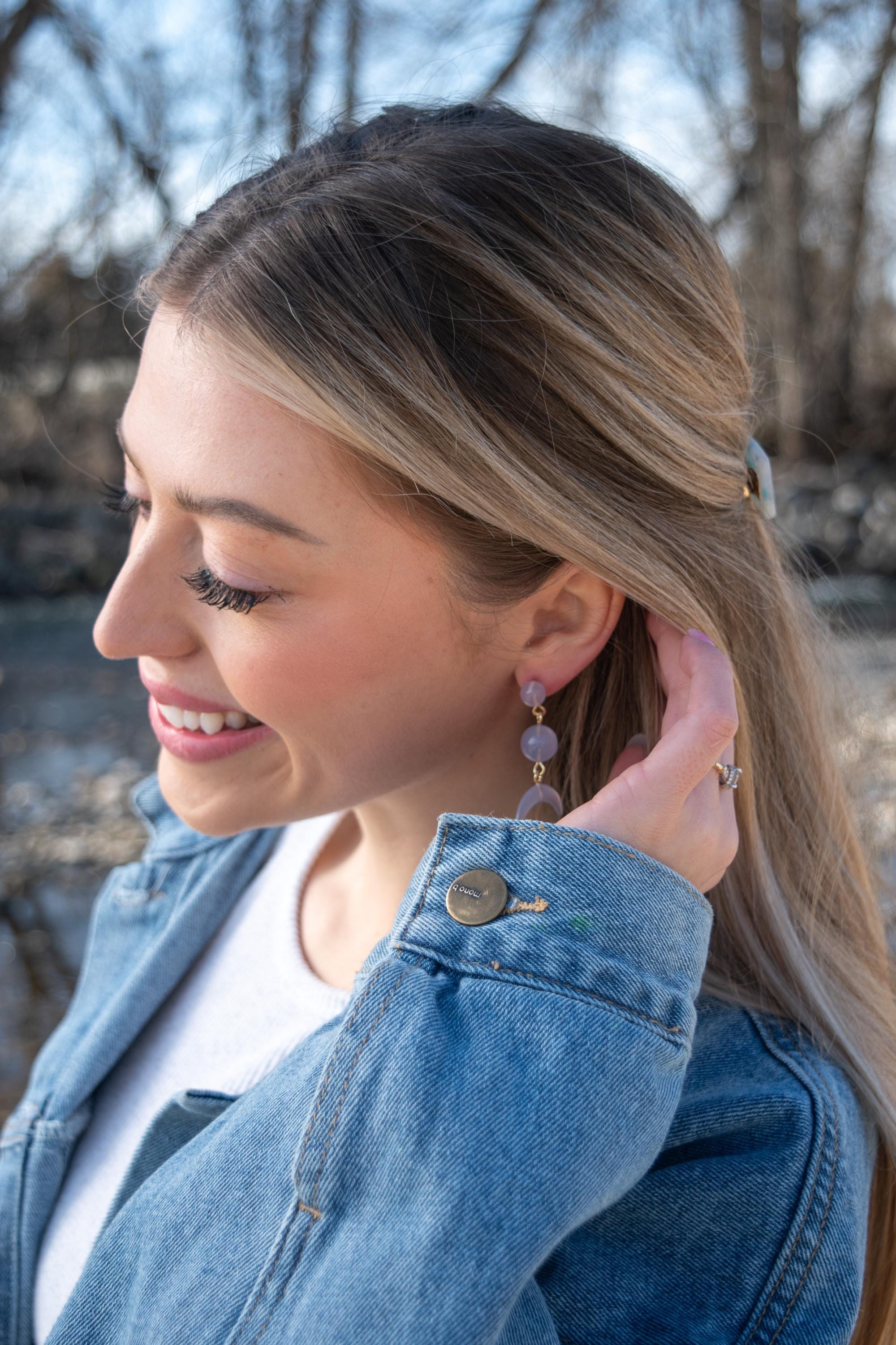 Lunar Dangle Collection | Italian Acetate Dangle Drop Earrings 925 Sterling Silver Posts