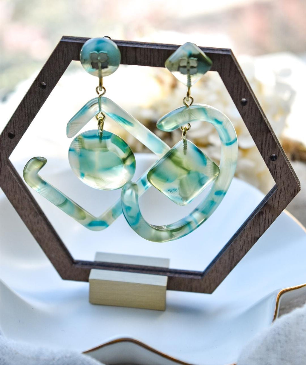 Mismatched Italian Acetate Dangle Earrings | 925 Sterling Silver
