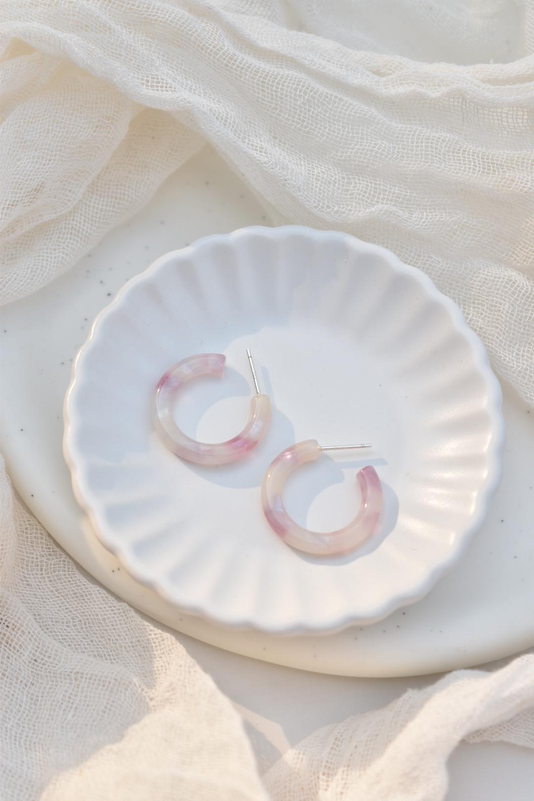 Mermaid Huggie Hoop Earrings | Teal, White, and Green, 925 Sterling Silver Posts (15mm)