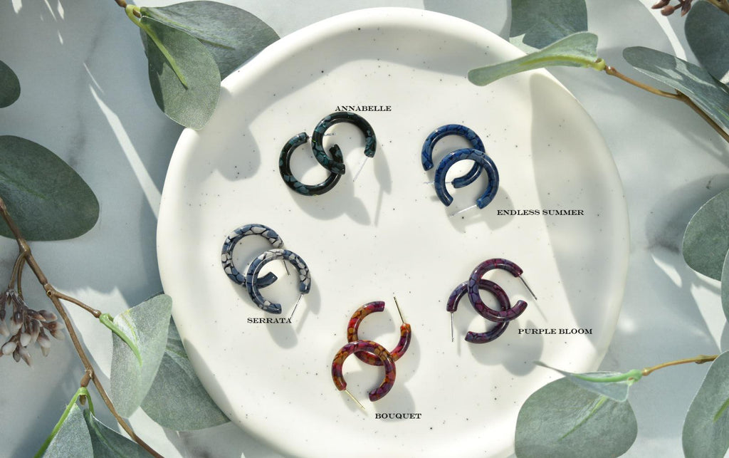 3- Pack Mini Tortoiseshell Hoop Earrings | Acetate, .925 Silver Posts