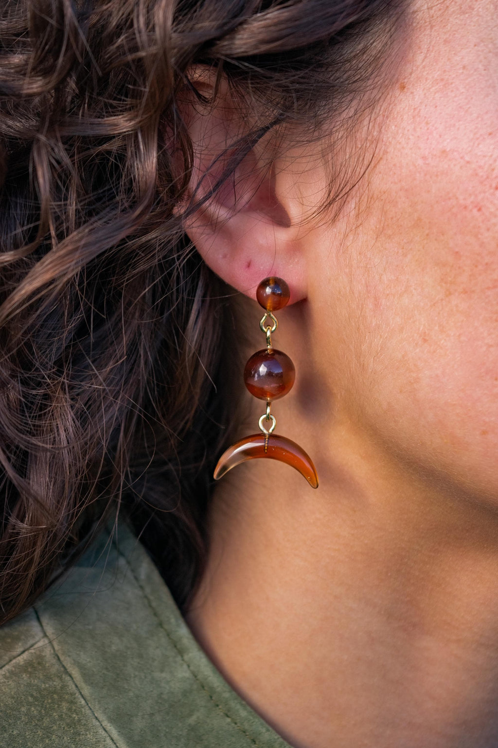 Lunar Dangle Collection | Italian Acetate Dangle Drop Earrings 925 Sterling Silver Posts