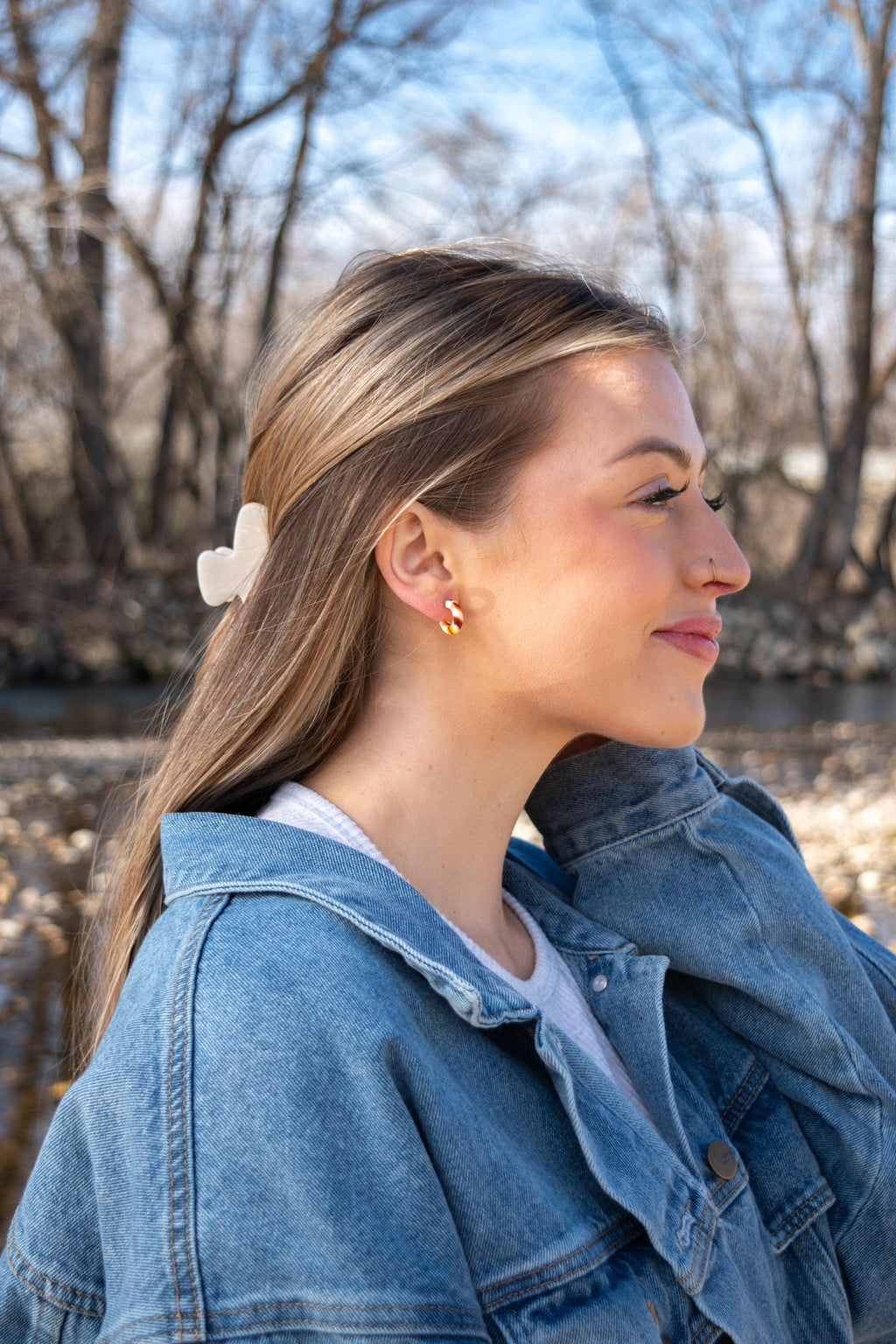 Mermaid Huggie Hoop Earrings | Teal, White, and Green, 925 Sterling Silver Posts (15mm)