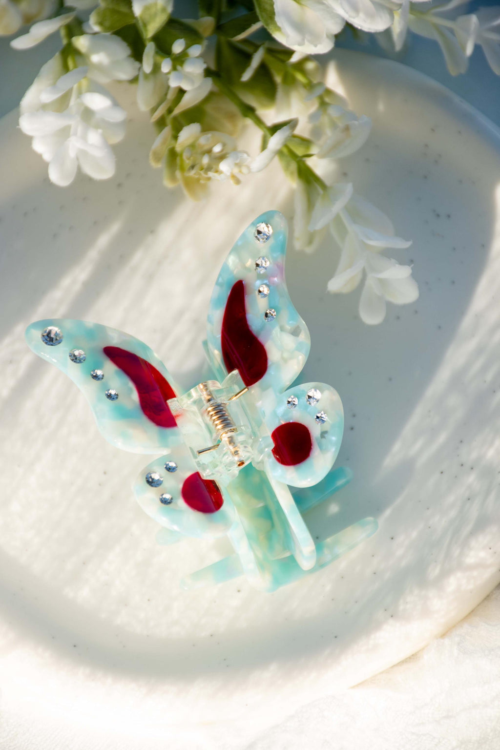 Butterfly Hair Claw Blue or Pink Sparkle | Eco Friendly | Rhinestones | Extra Large Claw