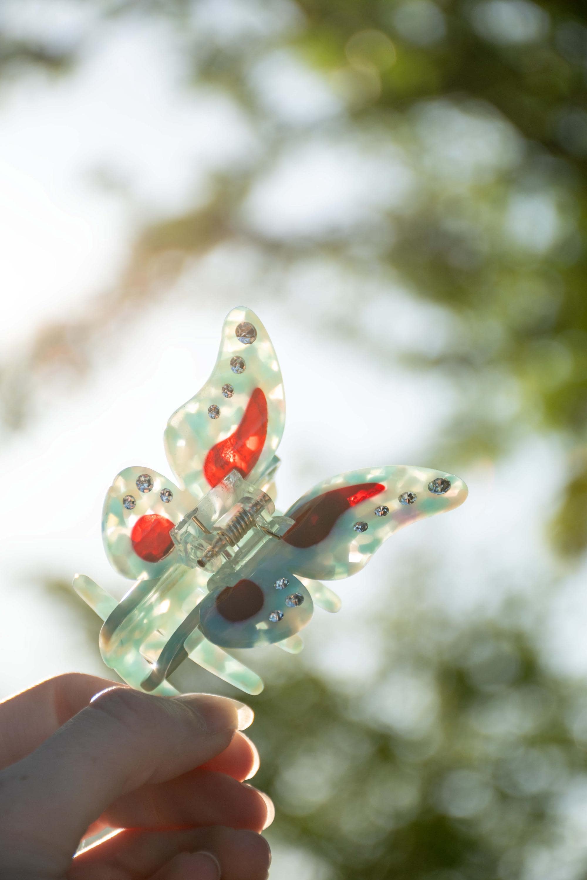 Butterfly Hair Claw Blue or Pink Sparkle | Eco Friendly | Rhinestones | Extra Large Claw
