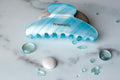Oval Wave Hair Claw in Ethereal Waters Blue | Eco Friendly Italian Acetate | Hand Polished | Mother's Day Gift | Minimalist Hair Claw