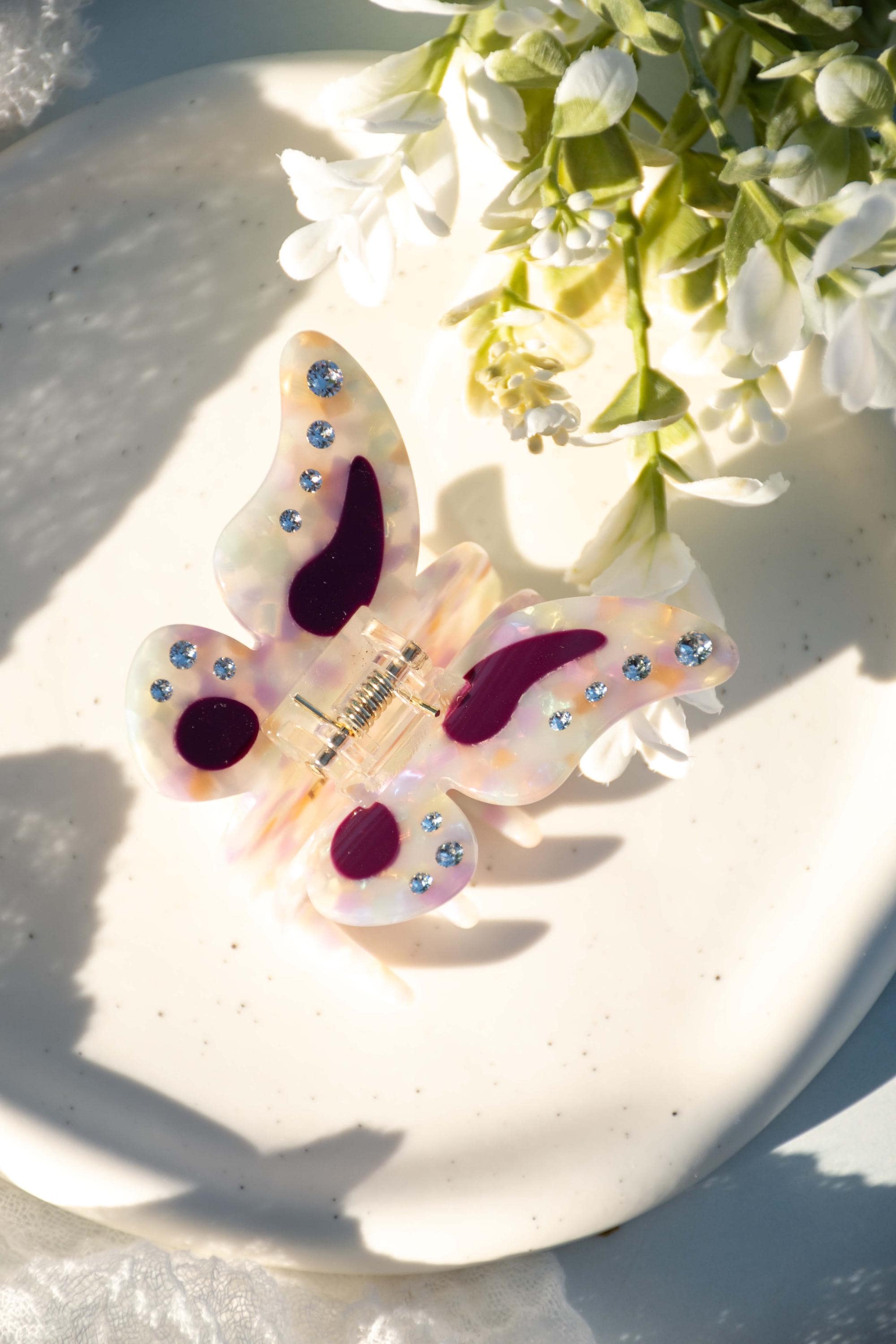 Butterfly Hair Claw Blue or Pink Sparkle | Eco Friendly | Rhinestones | Extra Large Claw