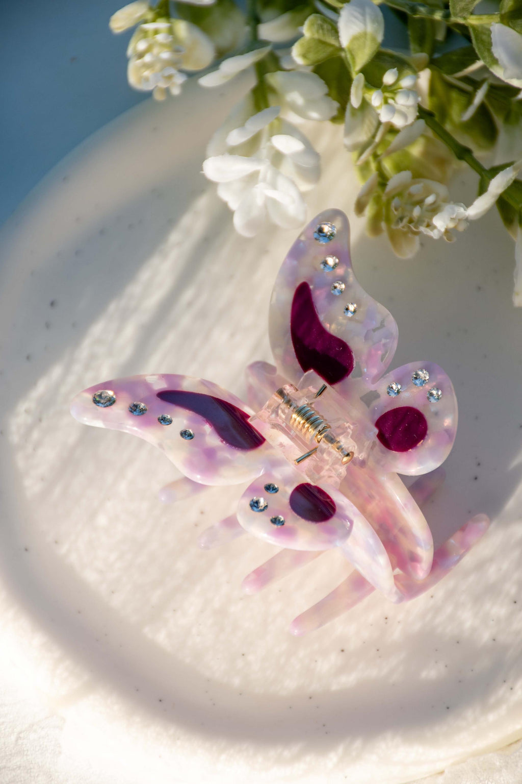 Butterfly Hair Claw Blue or Pink Sparkle | Eco Friendly | Rhinestones | Extra Large Claw