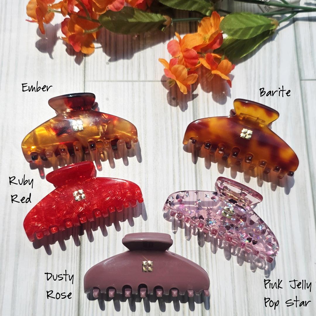 Glamour Grip Mini Claws in Fiery Reds and Coppers |  Italian Acetate Small Hair Clip