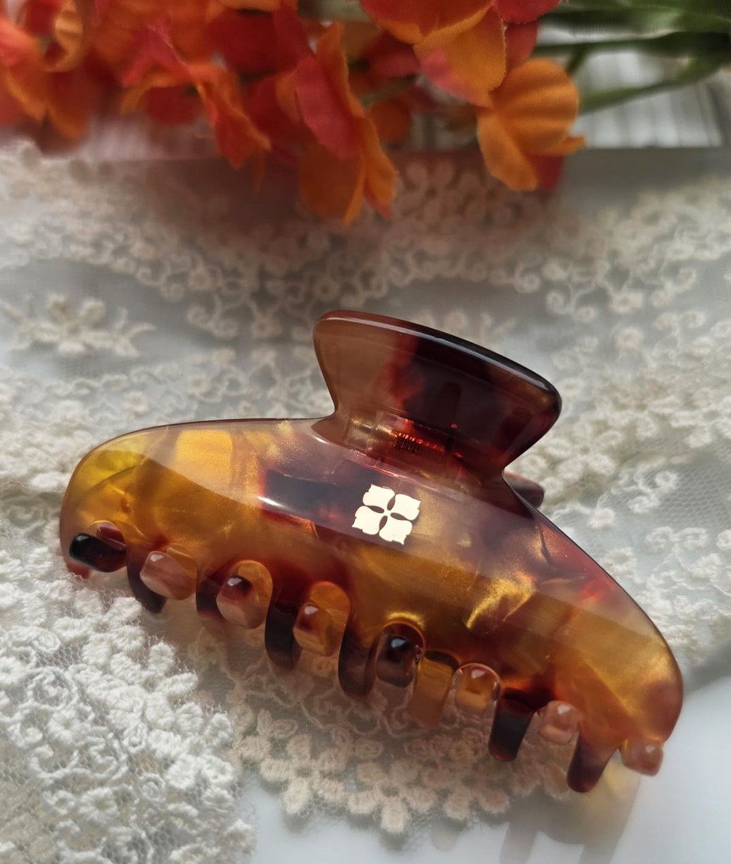 Glamour Grip Mini Claws in Fiery Reds and Coppers |  Italian Acetate Small Hair Clip
