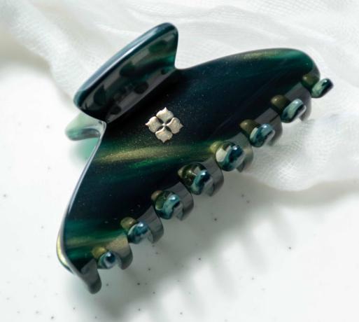Glamour Grip Mini Claws in Shimmering Greens and Golds  |  Italian Acetate Small Hair Clip