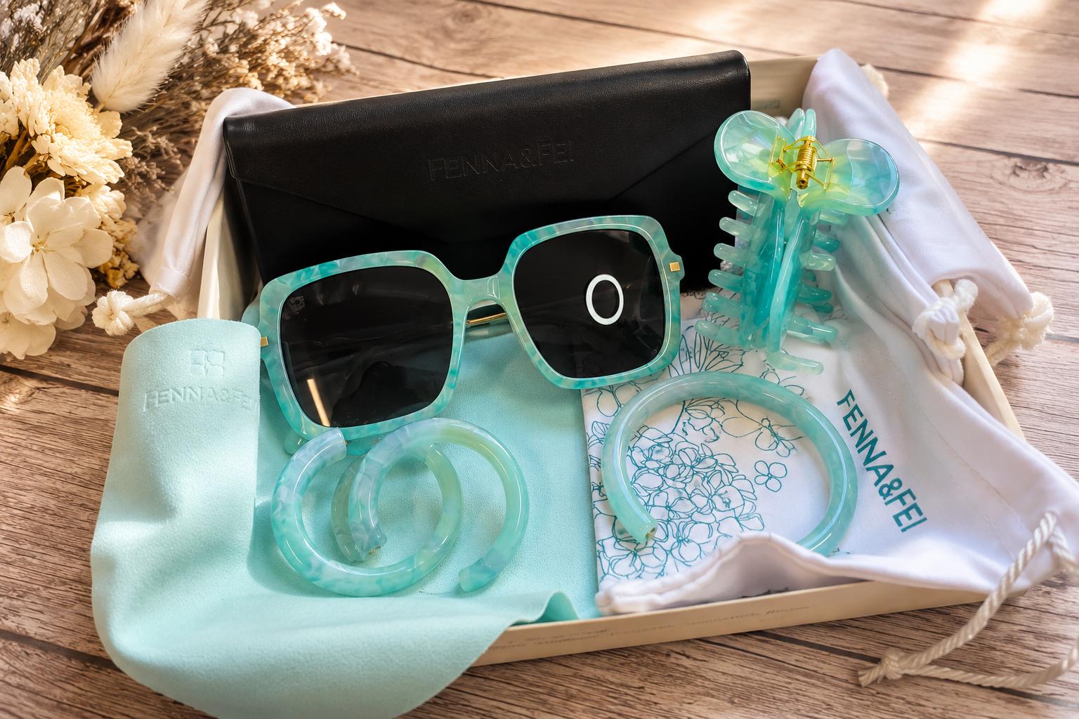 Summer Style Block Party Accessory Package | Sunglasses, Hoops, Hair Clip, and Bangle