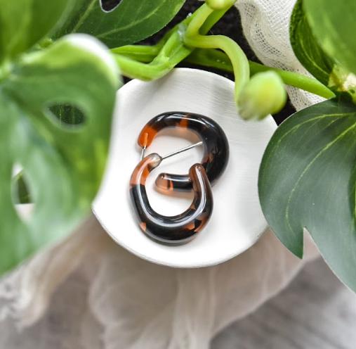 Three Pack - Juicy Hoop Collection | Chunky Thick Hoops | Acetate Resin Statement Earrings 925 Sterling Silver Posts