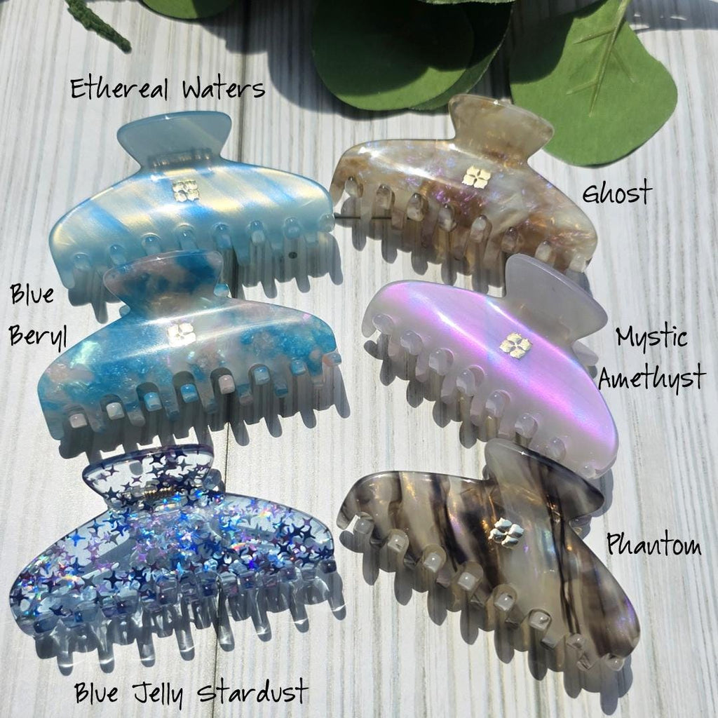 Glamour Grip Mini Claws in Sparkling Blues and Purples  |  Italian Acetate Small Hair Clip