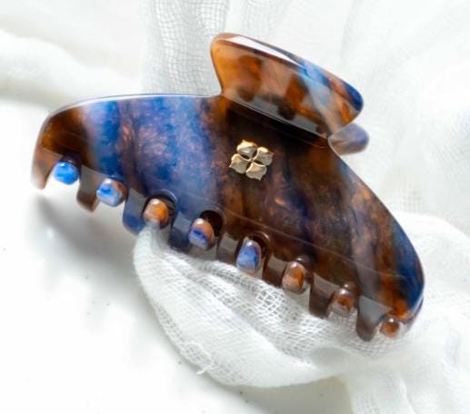 Glamour Grip Mini Claws in Rugged Bronze and Stone  |  Italian Acetate Small Hair Clip