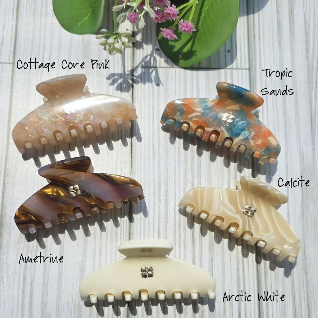 Glamour Grip Mini Claws in Soft Neutrals |  Italian Acetate Small Hair Clip
