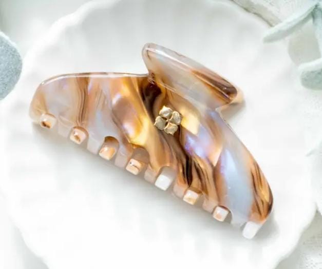Glamour Grip Mini Claws in Soft Neutrals |  Italian Acetate Small Hair Clip