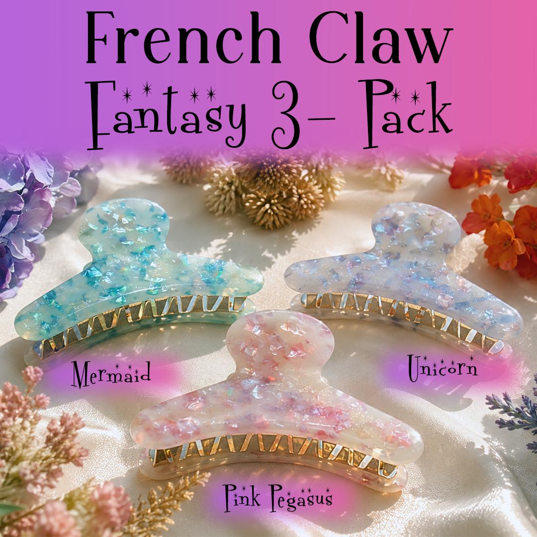 French Claw Hair Clips Fantasy 3-Pack