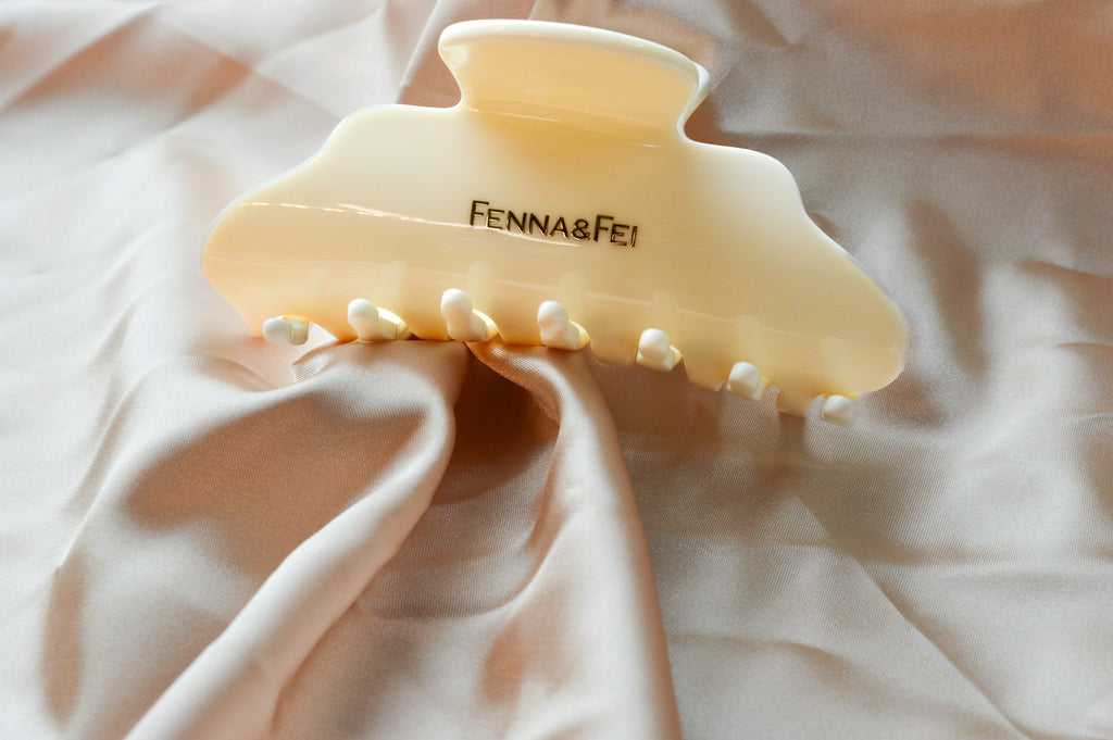 Cloud Claw in Flower of The Valley | Bright Solid White | Hair Claw for Thick Hair | Light Weight Cloud | Hand Made