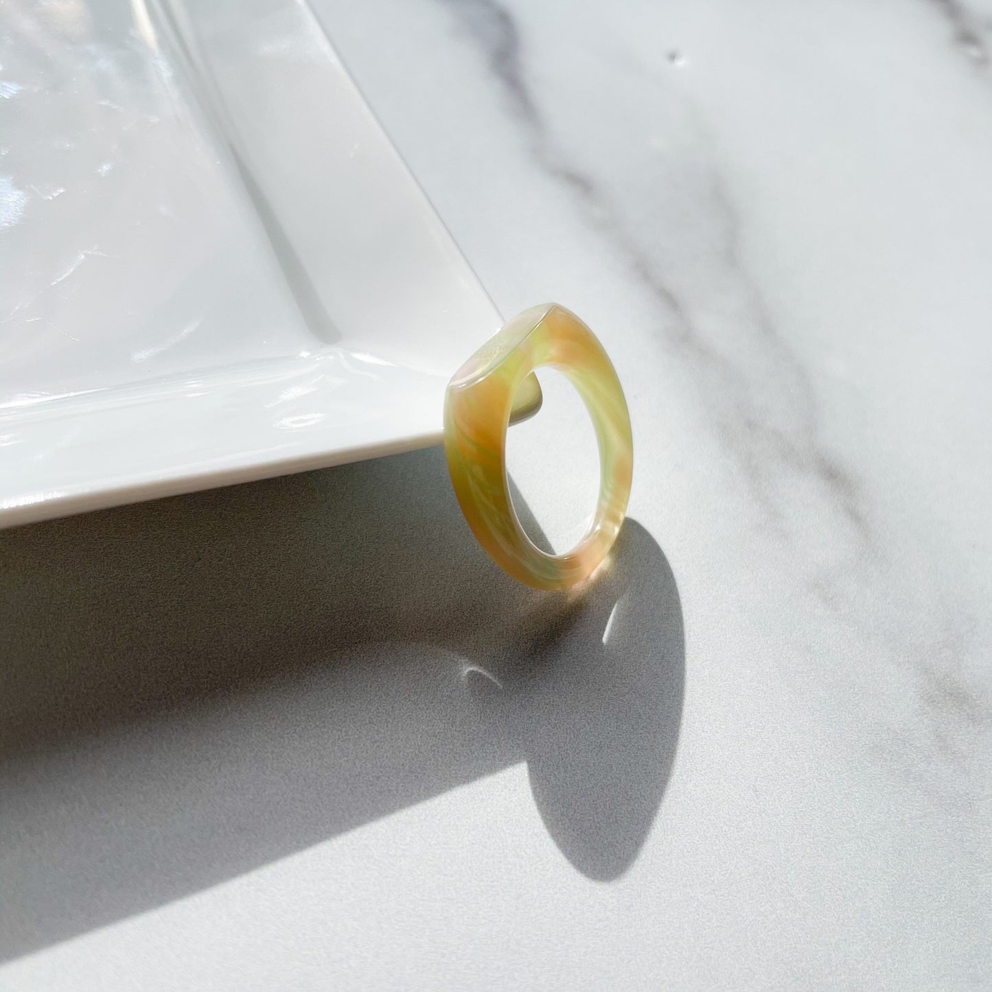 Square Dome Ring Collection | Cellulose Acetate Resin Oval Domed Statement Ring