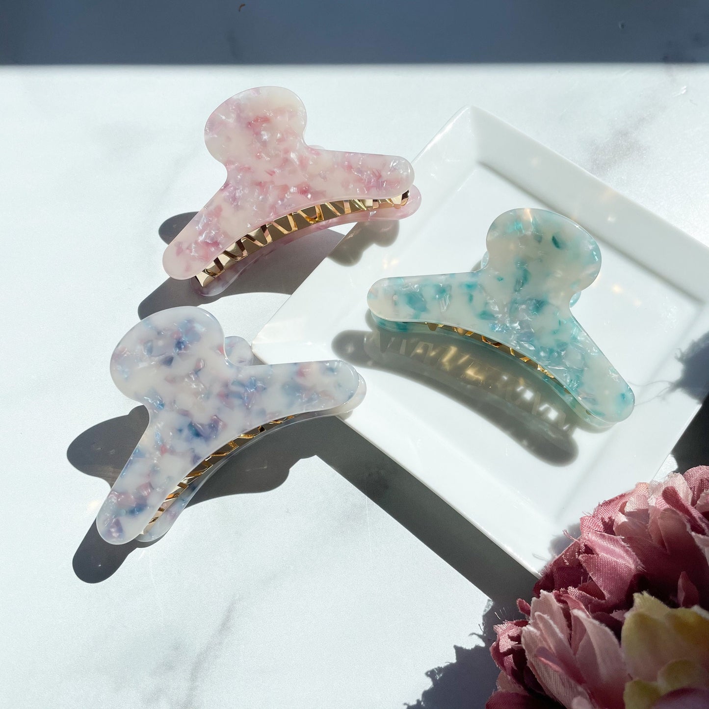 French Claw in the Fantasy Collection | Cute Unicorn Mermaid Pegasus Pink Purple Blue Pearl Hair Clip Stainless Steel