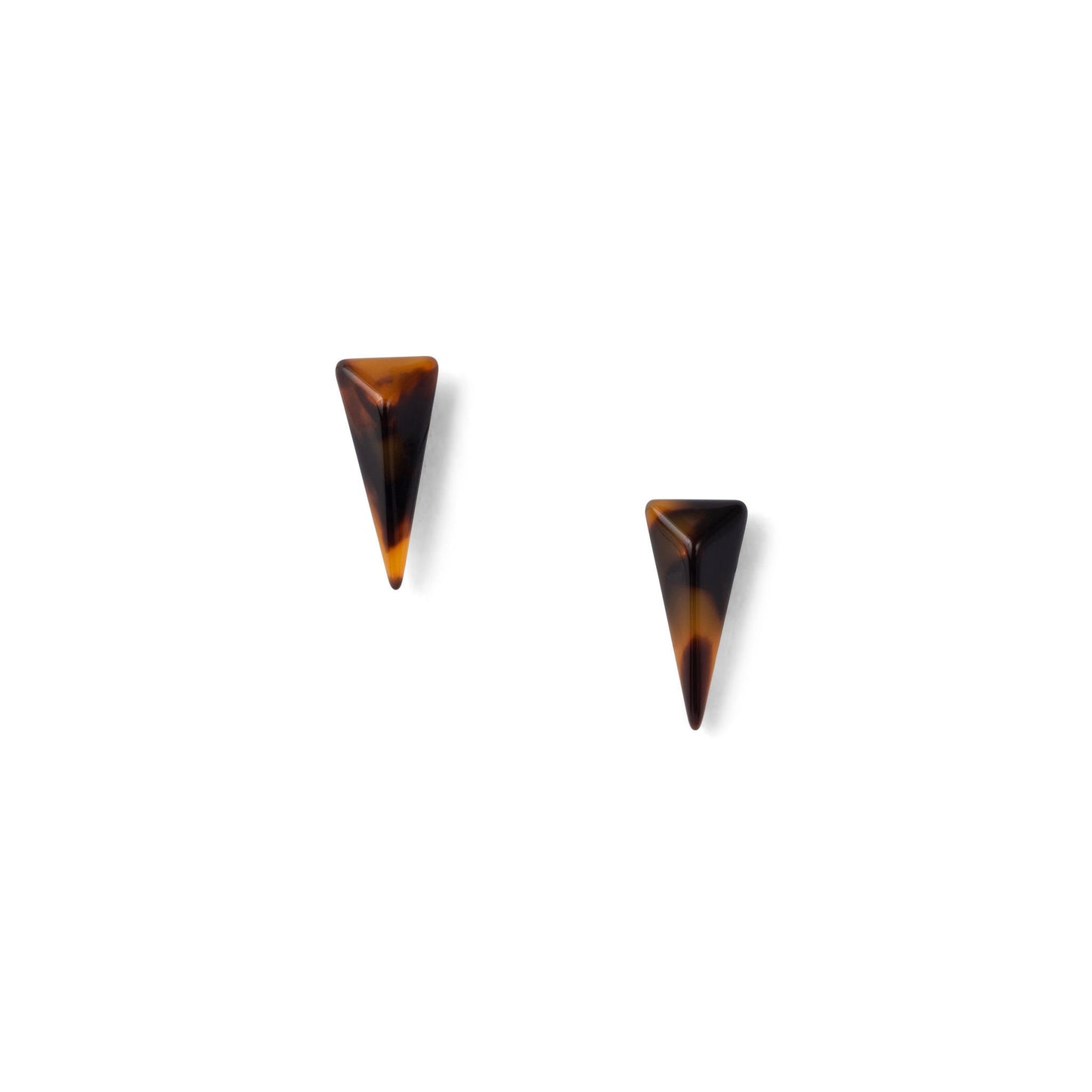 Pyramid Studs in Shell, Black Pearl, Tortoise, and White Jade Triangle Stud Geometric Punk Spike Earrings
