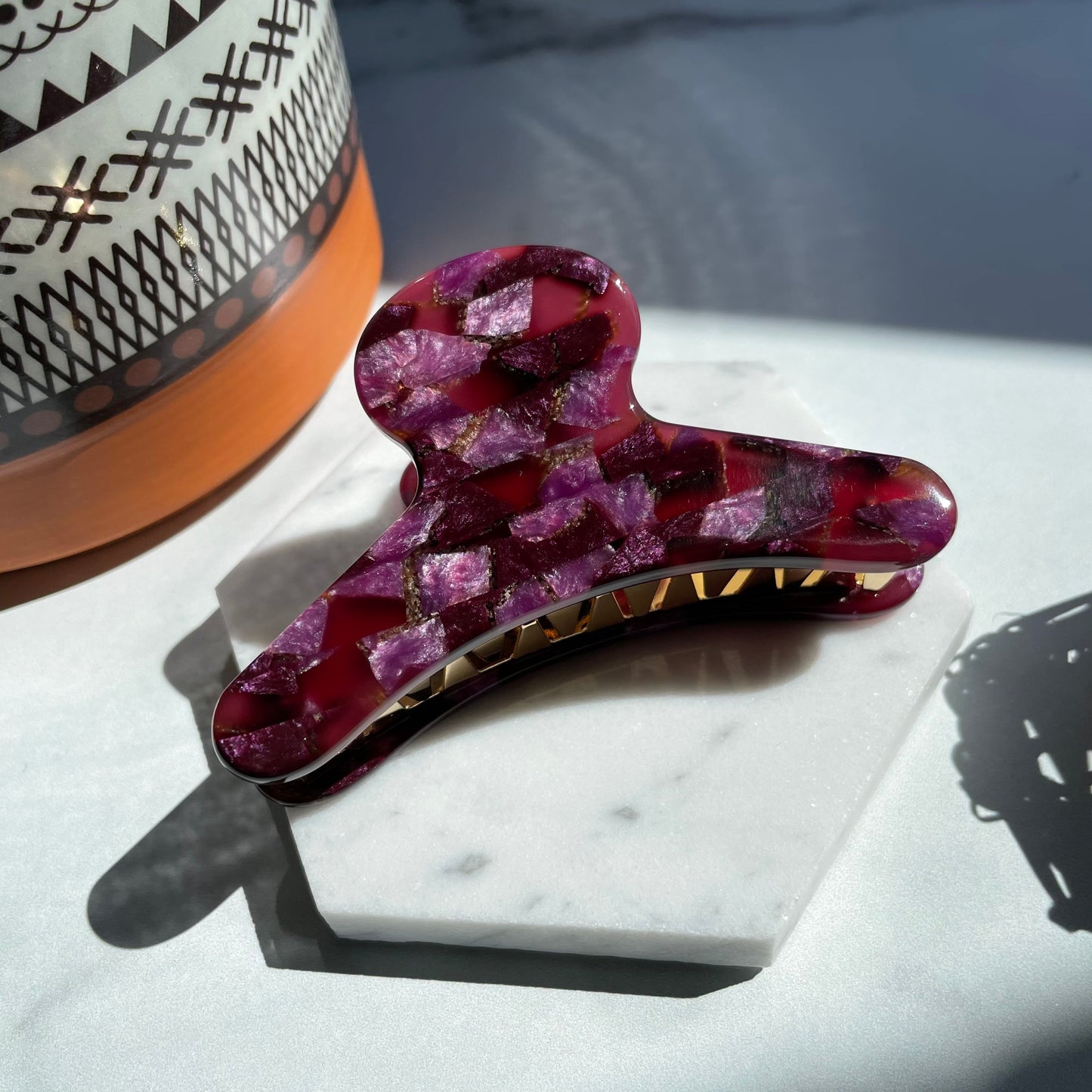 French Claw in Violet | Purple Gem Cellulose Acetate Resin Stainless Steel Teeth